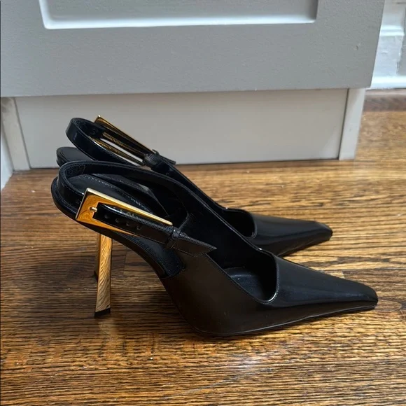 Saint Laurent Black Slingback Heels - Picture 3 of 6